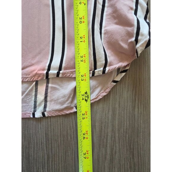 Loft Petites Pink & Black Striped Button-Front Blouse MP - Picture 6 of 7